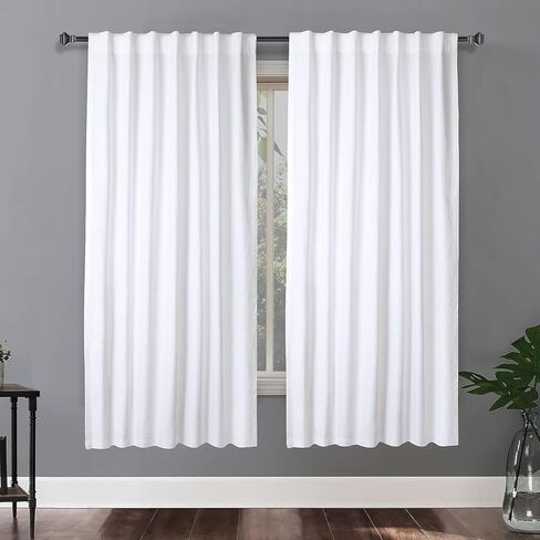 72 Inch Cotton Curtains, Textured Cotton Reverse Tab Top Window Curtains - Reusable Duck Slub 50 Inch Wide Back Tab Cotton Curtains 2 Panel Sets For Living Room Kitchen Bedroom - 50x72 Inch White in Kuwait
