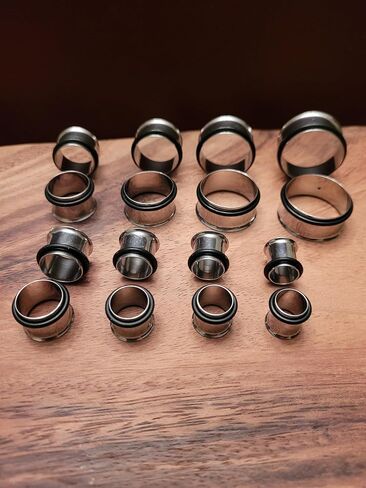 Zaya Body Jewelry 15 Pc Huge Tapers Ear Stretching Kit Black Tapers and Surgical Steel Tunnels 1g-1 inch in Kuwait