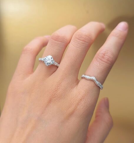 DovEggs Cushion Cut Moissanite Rings for Women 14K Gold QUALITY Silver 1.5ct Center 7X7mm G-H-I Color Moissanite Floral Vintage/Antique Engagement Wedding Ring Sets in Kuwait