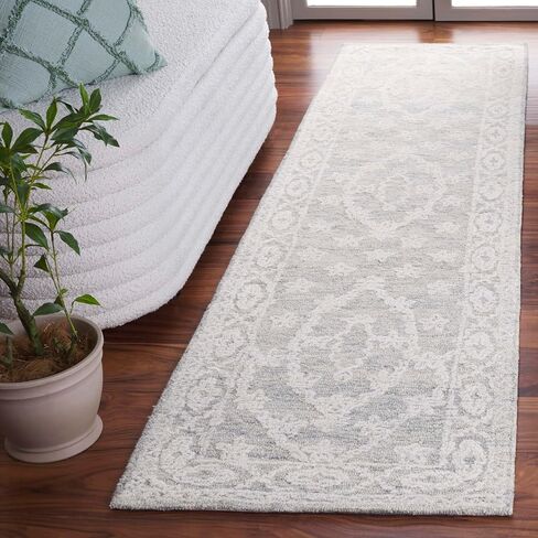 Safavieh Ebony Collection Area Rug - 3' x 5', Ivory & Light Blue, Handmade Wool, Ideal for Living Room, Bedroom, Dining (EBN307L-3) in Kuwait
