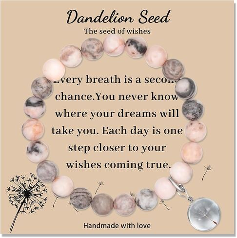 LINY Dandelion Bracelets for Women Girls Natural Stone Amethyst Bracelet Birthday Gifts for Daughter Friend Sister in Kuwait