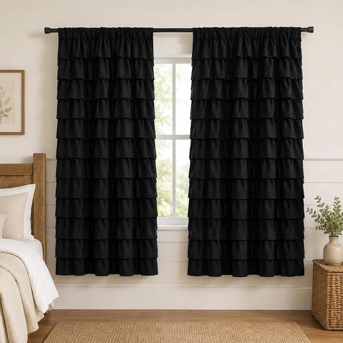 Blush Ruffle Curtains - Window Panel for Nursery Bedroom,Girls Living Room Decor 42 x 63 inches (Set of 2,Blush) in Kuwait