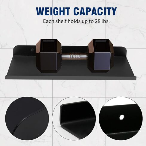 Anxingo Floating Shelves Wall Mounted Bathroom Shelf, Metal Wall Mounted Small Display Shelves, Floating Wall Shelves Shelf Display Storage Wall Mount Home Decor, Matte Black,2 Pack (16.14"*3.9") in Kuwait