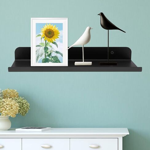 Anxingo Floating Shelves Wall Mounted Bathroom Shelf, Metal Wall Mounted Small Display Shelves, Floating Wall Shelves Shelf Display Storage Wall Mount Home Decor, Matte Black,2 Pack (16.14"*3.9") in Kuwait