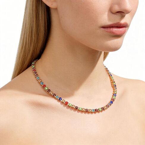 BVGA Dainty Gold Choker Necklace ملون القلب الأحجار الكريمة المختنق قلادة مطلية بالذهب ثعبان سلسلة قلادة المختنق القلائد مجموعة للنساء فتاة الهدايا in Kuwait