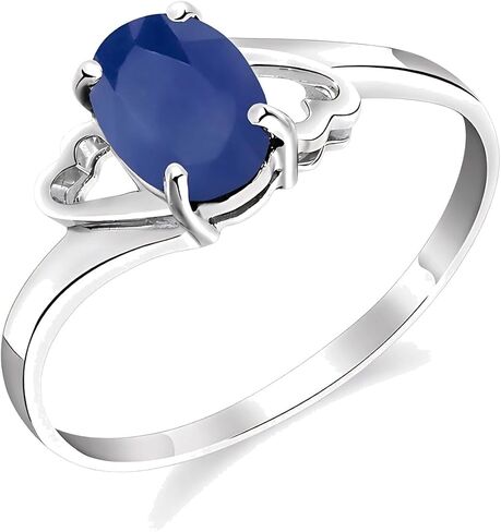 Galaxy Gold GG 14k White Gold Ring with Oval-shaped Natural Sapphire in Kuwait