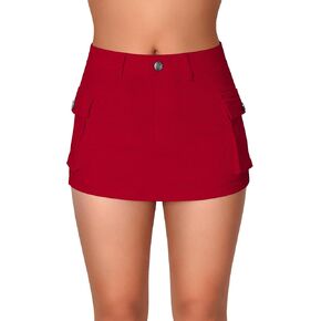 شورت جينز قصير نسائي عالي الخصر من roswear مصنوع من قماش الدنيم قابل للتمدد مع جيوب in Kuwait