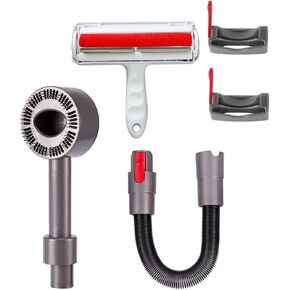 Dog Cat Short Hair Groom Brush Tool Attachment Kit Compatible with Dyson V7（SV11）、V8（SV10）、V10（SV12）、V11（SV14) 、V15, Hair Removal Brush, Extension Hose, Switch Trigger Lock