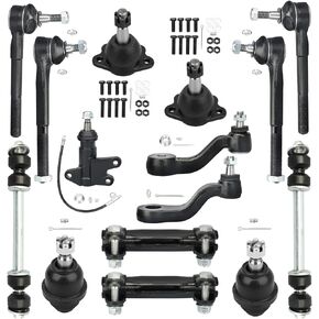 4WD Front Ball Joints + Sway Bars + Tie Rods Suspension Kit 1995-1999 for Chevrolet/for GMC K1500; 1995-2000 for Chevy Tahoe; 1995 1996 1997 1998 1999 2000 for GMC Yukon - 15pc Set