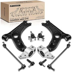 A-Premium Set of 8, Lower Control Arm, Lower Ball Joint, Sway Bar Link, Outer Tie Rod End, Compatible with Volkswagen & Audi - 2006-2016 - Jetta, Golf, GTI, Rabbit, R32, Eos, A3, A3 Quattro