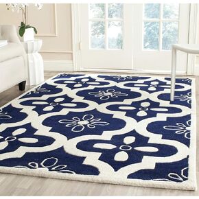 SAFAVIEH Chatham Collection 2' x 3' Dark Blue/Ivory CHT751C Handmade Geometric Premium Wool Accent Rug