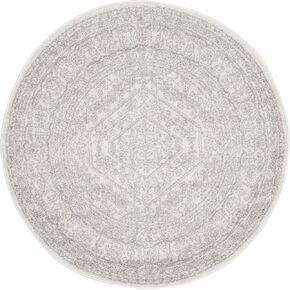 SAFAVIEH Adirondack Collection Area Rug - 9' Round, Ivory & Silver, Oriental Medallion Design, Non-Shedding & Easy Care, Ideal for High Traffic Areas in Living Room, Bedroom (ADR108B)
