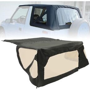 Kojem Replacement Soft Top Compatible with 1988-1994 Suzuki Sidekick/Geo Tracker Soft Top Cover, Black Sailcloth Vinyl W/Windows