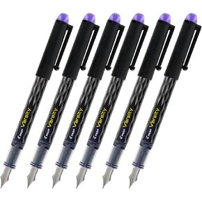 Varsity Disposable Fountain Pen, Medium Point, Black Barrel/Purple Ink (Pack of 6)