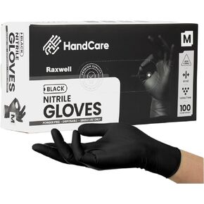 Black Disposable Nitrile Mechanic Gloves - 4 Mil Nitrile Gloves, Tattoo Gloves, Cleaning, Cooking, Food Prep, Medical Gloves