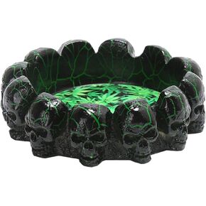 Skull Marijuana Leaf Cigarette Ashtray Cannabis Weed Ash Tray