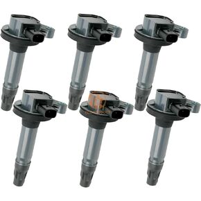 Ignition Coil Pack Set of 6 with 2 Pins Compatible with Ford Lincoln Edge Flex F150 Explorer Fusion Mustang Taurus MKS MKX MKZ 3.5L 3.7L V6 Replacement for UF553 C1652 7T4Z12029E