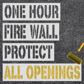 4pcs Fire Wall Stencils, Reusable Fire Barrier Stencils ONE Hour FIRE Wall Protect All Openings Paint Stencils Warning Sign Stencils for Fire Wall