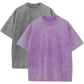 Oversized Tshirts for Men Gym Vintage Heavyweight T Shirts Cotton Workout Acid Wash Baggy Tees LTX006
