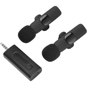 Wireless Lavalier, 3.5mm Lapel Microphone Intelligent Noise Canceling Professional Video Recording Lav Mic, 1 for 2 Clip On Microphones for YouTuber Interview Vlog Podcast