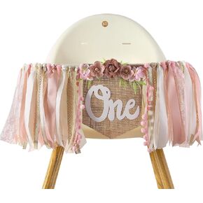 Pink 1st/ First Birthday High Chair Banner For Girls - Floral Tea Party Decoration, Happy Birthday Backdrop For Baby Shower, Floral Birthday Banner, Sweet One Banner, Princess Birthday Decoration,