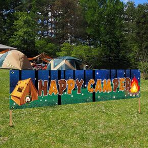 Camping Party Decorations Happy Camper Banner, Camping Theme Birthday Party Supplies, Camp Adventure Baby Shower Indoor Outdoor Party Decor