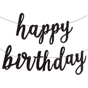 Fecedy Black Happy Birthday Alphabet Banner for Birthday Party Decorations