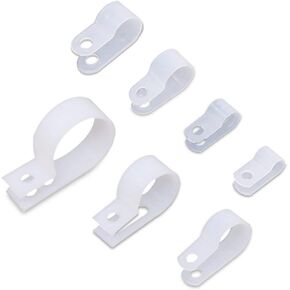 250Pcs 7 Sizes White Nylon R-Type Cable Clamp Cable Organizer Cord Clips for Wire Management