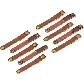 MECCANIXITY Pack of 15 Leather Cable Straps Cord Organizer 90x12mm Portable Cable Leather Clips Light Brown Earphone Cord Management for Cable, Wire