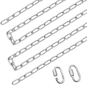304 Stainless Steel Chain with 2 Pcs Chain Link Connectors, 10 Feet 1/8 inch Thickness Heavy Duty Metal Coil Chain Hardware Cable for Home and Outdoor Decoration Lights Chandelier Plants Fence