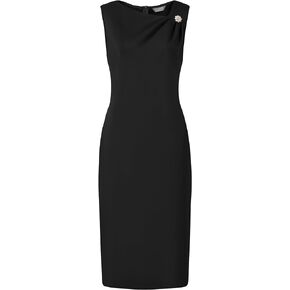 Hobemty Women's Sleeveless Sheath Dress Asymmetrical Ruched Neck Wear to Work Pencil Dresses