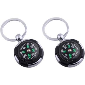 Compass Hiking Backpacking Compass Pocket Compass Tire Shape Mini Camping Compass wwith Keychain for Hiking Camping Hunting Outdoor Military Navigation Tool Pack of 2