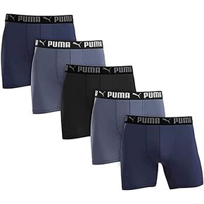 PUMA Men's Microfiber Boxer Brief, 5-Pack - Blue, Gray and Black Medium
