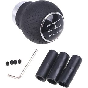 Universal Aluminum Manual Car Gear Shift Knob 5 Speed Leather Shifter Lever Black