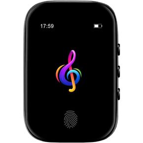 مشغل MP3 Samvix Tiny Smartbass 2.0 4GB Kosher مع فتحة SD (حتى 128 جيجابايت)، شاحن من النوع C، بلوتوث، شاشة لمس، مكبر صوت مدمج، ساعة منبه، ساعة إيقاف، تقويم (أسود) in Kuwait