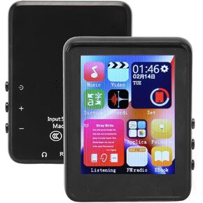 MP3 Player with Bluetooth, 4GB 2.4 Inch HD Full Touch Screen MP3 MP4 Player Portable Music Player with FM Radio, E Books, Voice Recorder, Support 256GB (Black)
