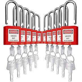 SAFBY 10 Keyed Different Lockout Tagout Lock - Loto Safe Padlocks for Lock Out Tag Out Stations and Devices