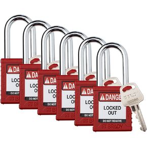 Brady Compact Safety Lock - Black, Keyed Differently (6 Locks) - 118934,1 2/5" H x 1 1/5" W x 5/8" D