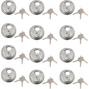 70MM Discus Padlock with 3 Brass Keys,304 Stainless Steel Padlock with Brass Gallows to Prevent Rusting,Thick Sturdy Hook to Prevent Picking.6 Pack