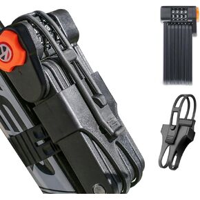 Foldable Bike Lock with Mount Bracket, 4-Digit Combination Anti Theft Heavy Duty Alloy Steel Anti-Scratch Bicycle Lock, Waterproof Anti-Rust Folding Bike Chain Lock for Bike Bicycle Ebike and Scooter