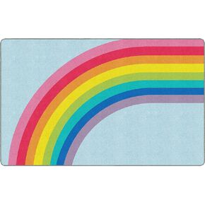 Flagship Carpets Schoolgirl Style Hello Sunshine Modern Rainbow Classroom Area Rug for Indoor Classroom Learning or Kid Bedroom Educational Play Mat, 5'x7'6", Multi