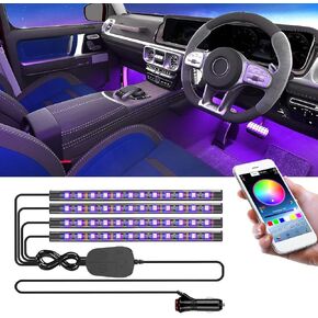 مصابيح داخلية CHDZKEDI للسيارة، مصابيح شريطية داخلية للسيارة RGB LED مع وضع DIY ووضع الموسيقى، التحكم في تطبيق البلوتوث، مصابيح LED تحت لوحة القيادة مع شاحن سيارة، تيار مستمر 12 فولت in Kuwait