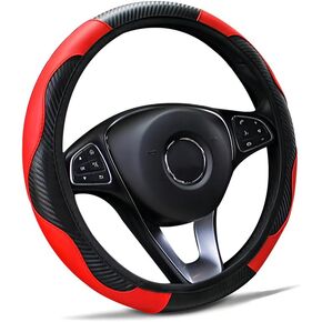 Microfiber Leather Car Steering Wheel Cover, Breathable, Anti-Slip, Universal 15 Inch Elastic Steering Wheel Protector for Most Cars (Pink)