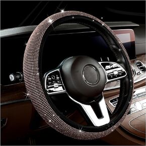 Kewucn Bling Steering Wheel Cover, Crystal Diamond Steering Wheel Protector for Women Girls, 14-15 Inch Sparkling Rhinestone Decor Accessories, Universal Fit for Most Cars, SUVs, Vans (Green)