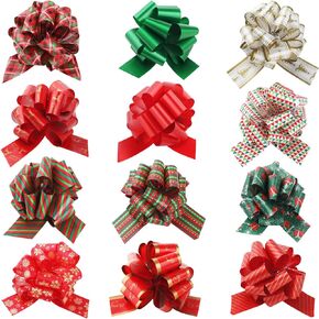 GeeRic Christmas Pull Bows and Ribbons, 12 Pieces Gift Bows for Gift Wrapping Ribbons and Bows, Large 5" Wide X’mas Gift Bows Ribbons in Kuwait