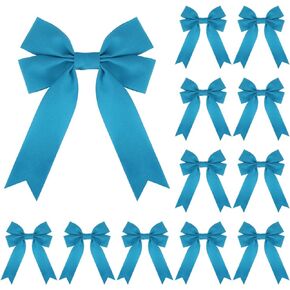 12 Pcs Black Velvet Ribbon Bow Christmas Wreath Bows 5 X 7 Inch for Garland Gift Wrapping Indoor Outdoor Christmas Parties Decorations (Black)