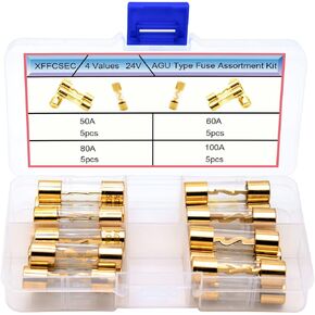 Amplifier Fuse Kit:10X38mm 4 Values Audio Inline Fuse 100A/80A/60A/50A, Replacement Subwoofer Amp Fuse-for Car/RV/Truck/Motorcycle/Boat (Pack of 20)