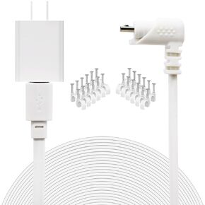 25ft/7.6m Charger Replacement for Arlo Pro and Arlo Pro 2 Camera Arlo Essential Spotlight Cam Power Adapter Indoor Outdoor Charging Cable Weatherproof Cord 5V Flat White