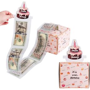 Birthday Money Box for Cash Gift, 50Pcs Transparent Bags Money Box for Cash Pull, Surprise Money Gift Boxes for Kids Adults, DIY Funny Money Gift Box for Birthday（Black）