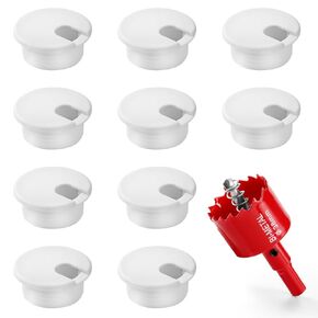 Desk Grommet 2 Inch (50 mm) 10 Pieces, Desk Hole Cover for Cables White, Desk Hole Grommet ABS Plastic, Desk Cord Hole Cover with Hole Saw for Wires Cables Through The Countertop by XIOGZAXI